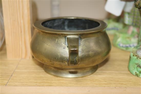 A Chinese bronze censer length 17.5cm